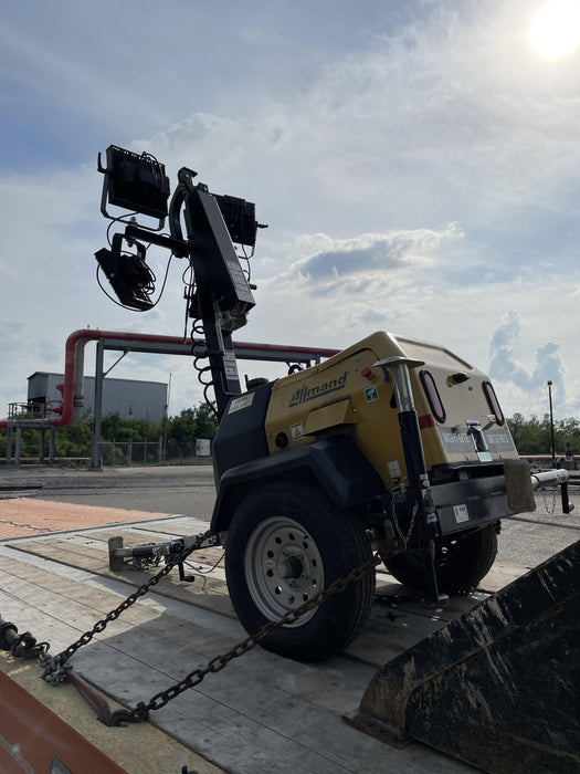 2022 Allmand NLV3GR (4) LED Light Fixture 350W, 23' Vertical Mast, 3kW Prime, Towable, Deep Sea L401, Leveling Jacks, Yanmar T4F 5.8hp