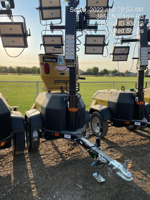 2022 Allmand NLV3GR (4) LED Light Fixture 350W, 23' Vertical Mast, 3kW Prime, Towable, ES Decals, T3