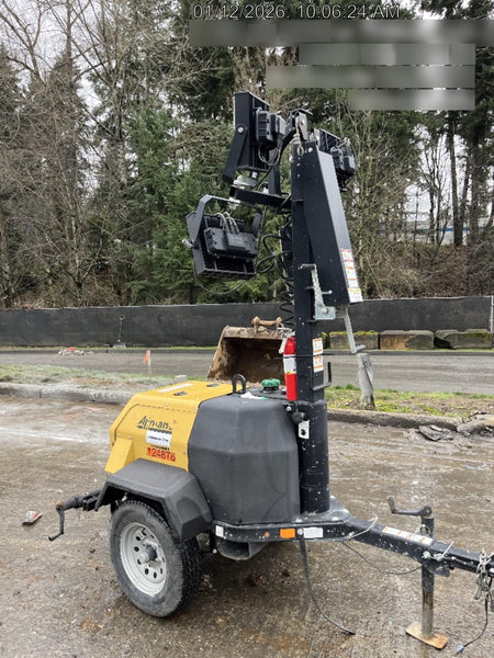 2020 Allmand NLV3GR (4) LED Light Fixture 350W, 23' Vertical Mast, 3kW Prime, Towable, Deep Sea L401, Leveling Jacks, Yanmar T4F 5.8hp