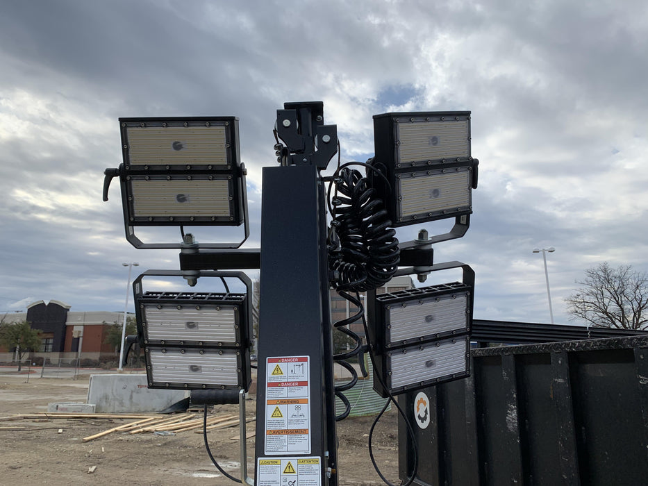 2022 Allmand NLV3GR (4) LED Light Fixture 350W, 23' Vertical Mast, 3kW Prime, Towable, Deep Sea L401, Leveling Jacks, Yanmar T4F 5.8hp