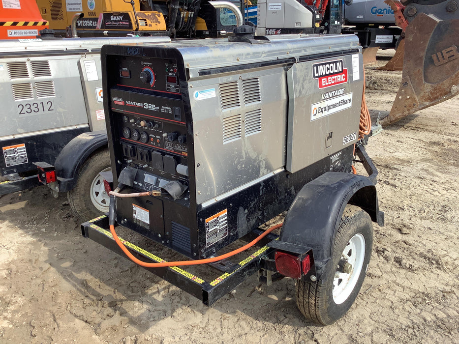 2019 Lincoln Electric Vantage 322 Welder Ready-Pak 3, Two wheel trailer, Fender and Light kit, Cable Rack