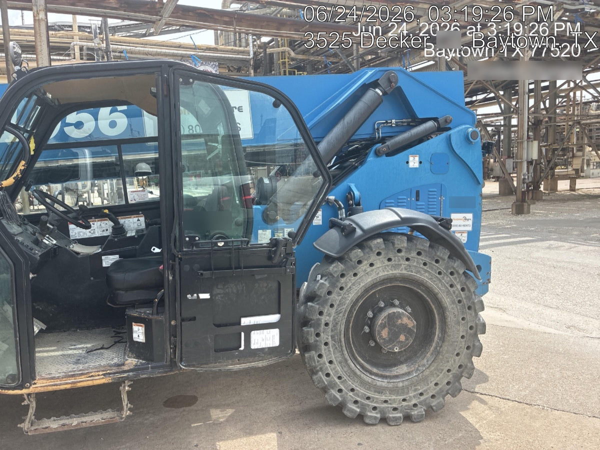 2019 Genie GTH-1056 Cab/Heat/AC, Solid RT Tires, LED Work Lights, Beacon 60" QA Carriage, 60" Forks