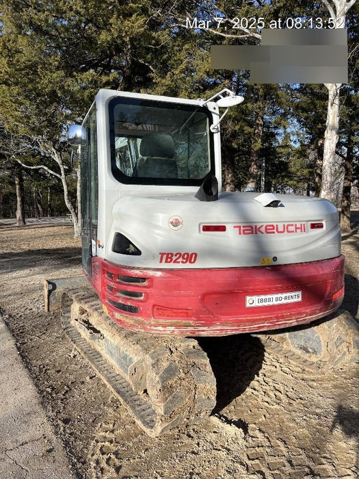 2019 Takeuchi TB290 Takeuchi TB290 Cab/Heat/AC w/Rubber Tracks, Auxiliary Hydraulics, Dozer Blade, Manual QC, 18/24/36" Buckets, Hydraulic Thumb Installed