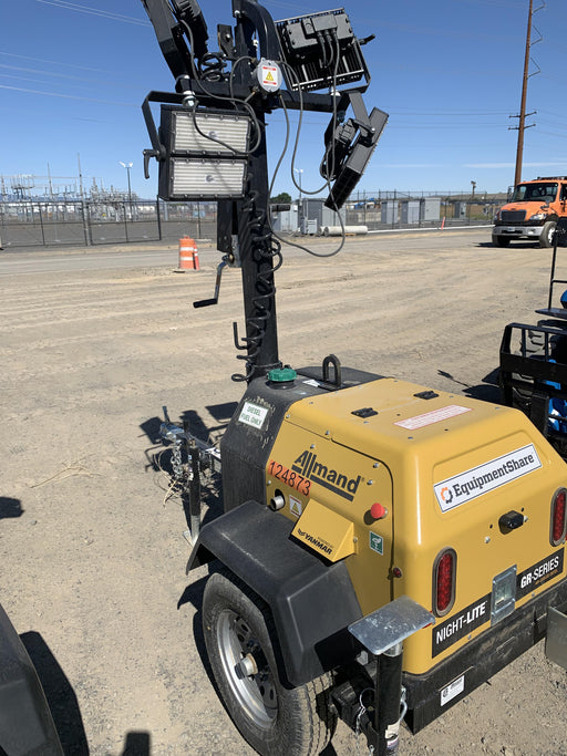 2020 Allmand NLV3GR (4) LED Light Fixture 350W, 23' Vertical Mast, 3kW Prime, Towable, Deep Sea L401, Leveling Jacks, Yanmar T4F 5.8hp