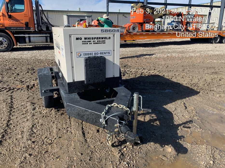 2020 Multiquip DLW400ESA4 400 amp Welder, 14kW, 120/240V, T4F Kubota, Trailer