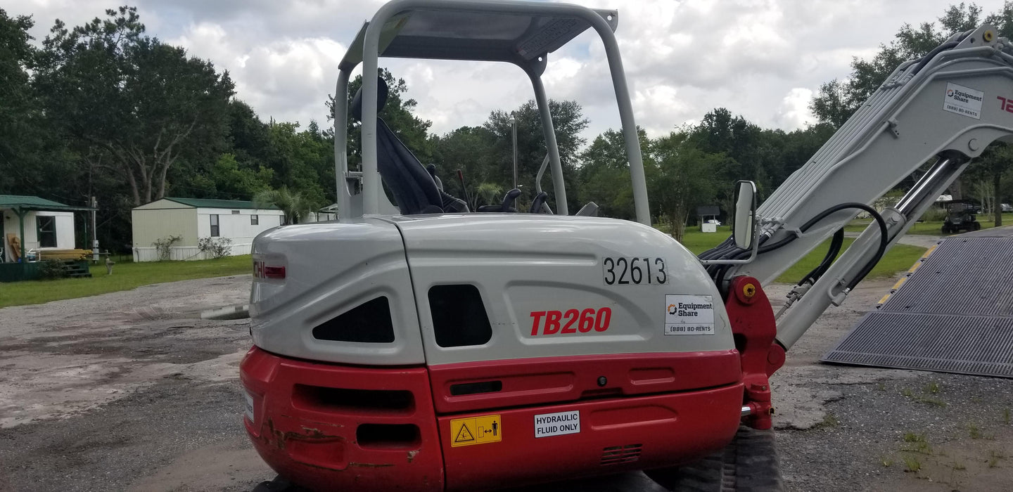2019 Takeuchi TB260 Canopy, Standard Blade, Auxiliary hydraulics Manual QC, Hydraulic thumb, 12" ,18", 24" Bucket