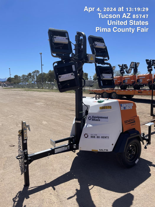 2024 Generac MLT2 Diesel, Flex Switch 120V Input, Powerzone Controller, 
(4) 320W LED Lights, 4kW Generator, 39.9 Gal Fuel Tank, 2" Ball, T3