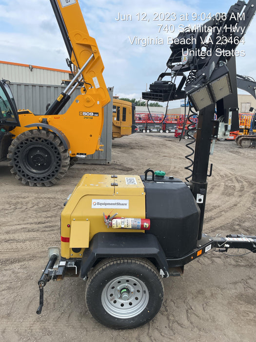 2022 Allmand NLV3GR (4) LED Light Fixture 350W, 23' Vertical Mast, 3kW Prime, Towable, ES Decals, T3