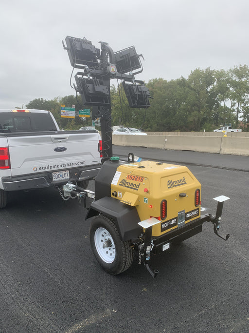 2021 Allmand NLV3GR (4) LED Light Fixture 350W, 23' Vertical Mast, 3kW Prime, Towable, Deep Sea L401, Leveling Jacks, Yanmar T4F 5.8hp