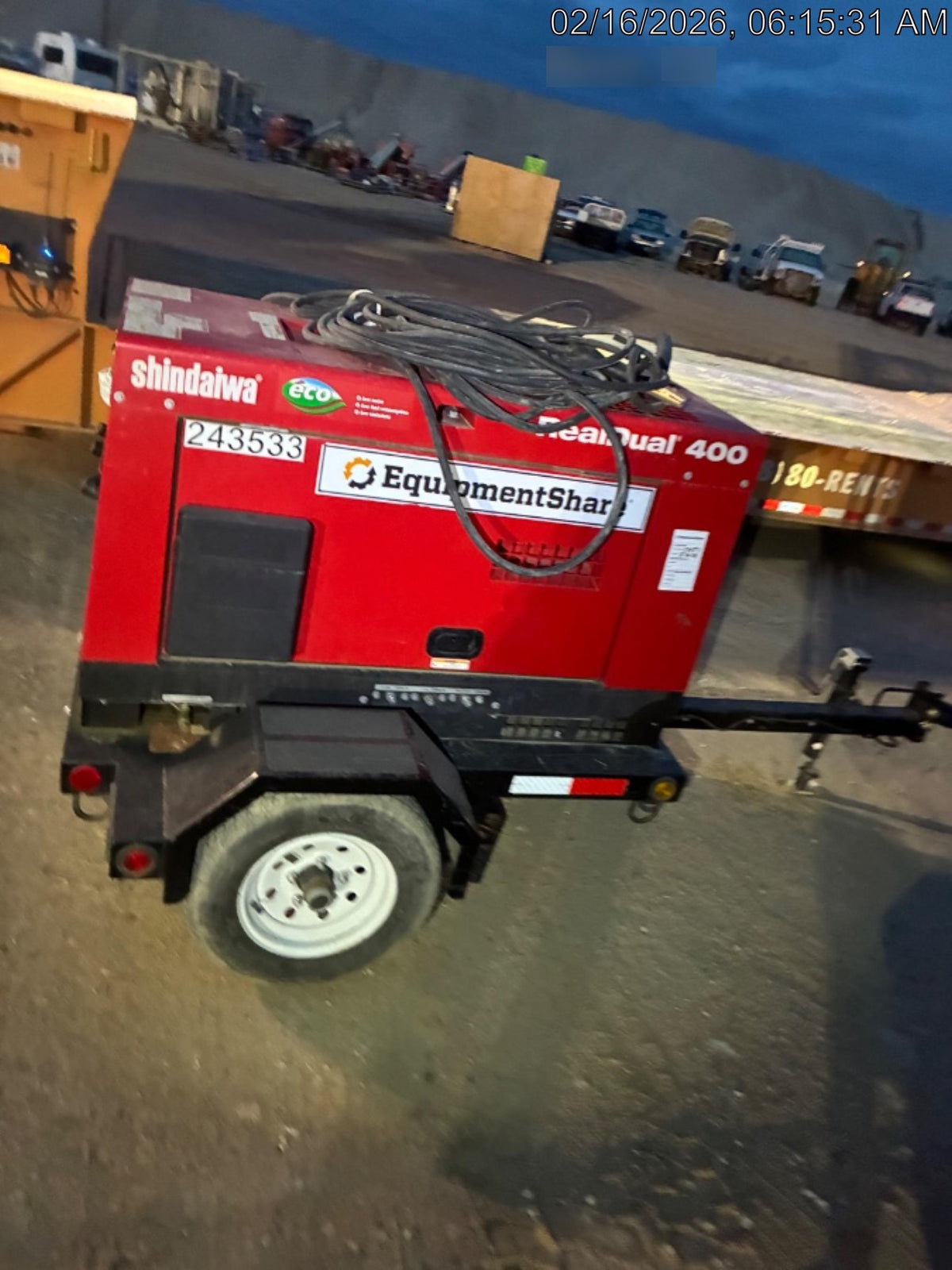 2022 Shindaiwa DGW400MDL Kubota D902 Engine, 23 HP, Dual Op Welder, Wire, Arc, Droop Stick, Tig, and CC Stick Functionality, Simulphase, 3 Phase and 1 Phase Gen Output, Single Axle NB Trlr, Slr Trckl Chrg 12V 12W, Fire Ext
