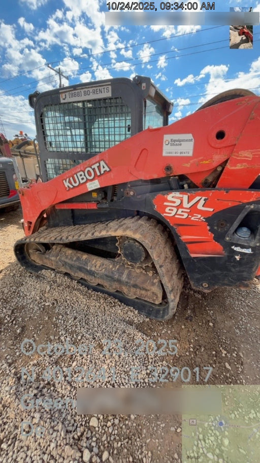 2019 Kubota SVL95-2S Cab/Heat/Air, Standard Tracks, Standard Flow, Hydraulic QC 80" HD Tooth Bucket