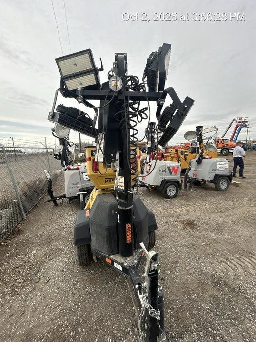 2022 Allmand NLV3GR (4) LED Light Fixture 350W, 23' Vertical Mast, 3kW Prime, Towable, Deep Sea L401, Leveling Jacks, Yanmar T4F 5.8hp