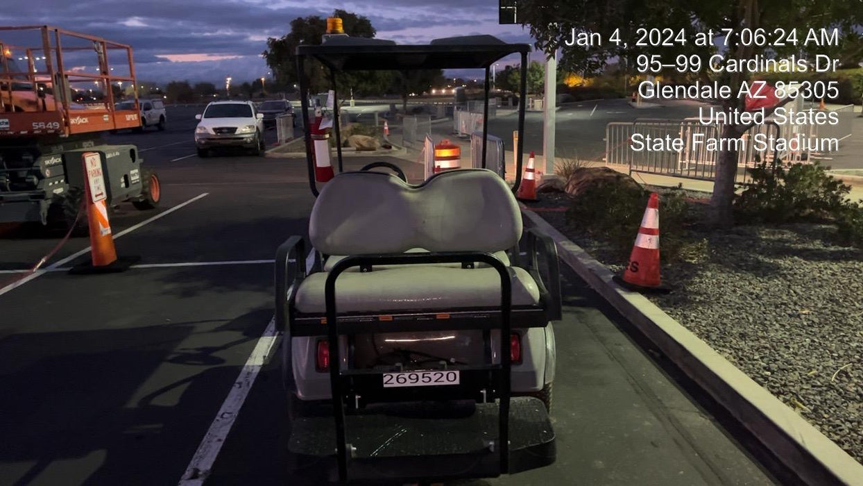 2022 Club Car CA100E Canopy, Fold down Windshield, Beacon, Back up Alarm, All-Trail Trials, HD 8 V Batteries, Trailer Hitch and Ball