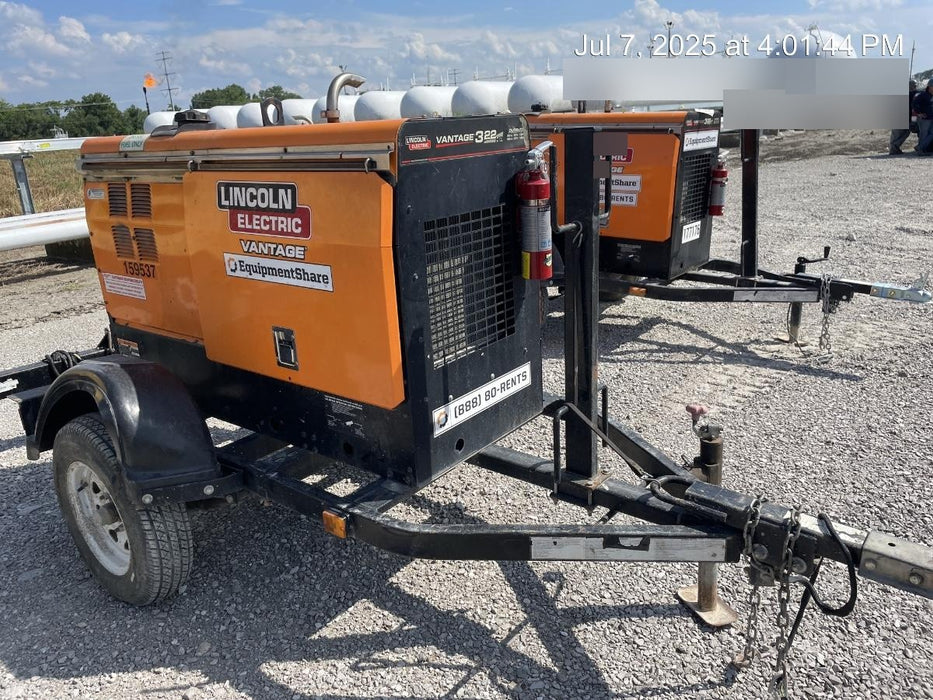 2021 Lincoln Electric Vantage 322 Vantage 322 Ready Pak 3 w/ Decals, ORANGE (includes trailer, cable rack, fender light kit) NO Telematics