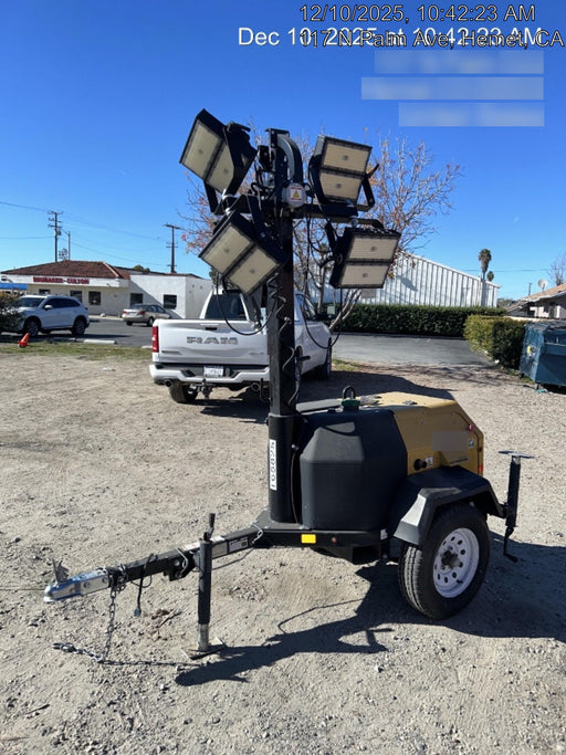 2021 Allmand NLV3GR (4) LED Light Fixture 350W, 23' Vertical Mast, 3kW Prime, Towable, Deep Sea L401, Leveling Jacks, Yanmar T4F 5.8hp