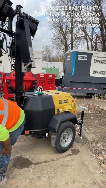 2022 Allmand NLV3GR (4) LED Light Fixture 350W, 23' Vertical Mast, 3kW Prime, Towable, ES Decals, T3