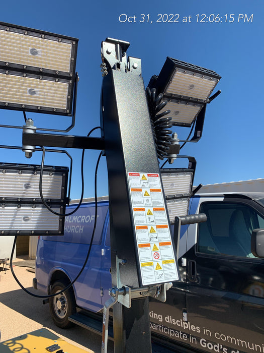 2022 Allmand NLV3GR (4) LED Light Fixture 350W, 23' Vertical Mast, 3kW Prime, Towable, ES Decals, T3
