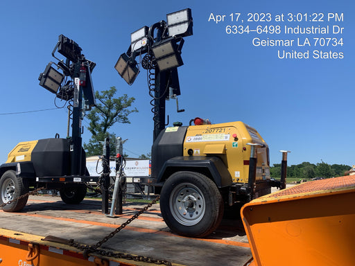 2022 Allmand NLV3GR (4) LED Light Fixture 350W, 23' Vertical Mast, 3kW Prime, Towable, Deep Sea L401, Leveling Jacks, Yanmar T4F 5.8hp