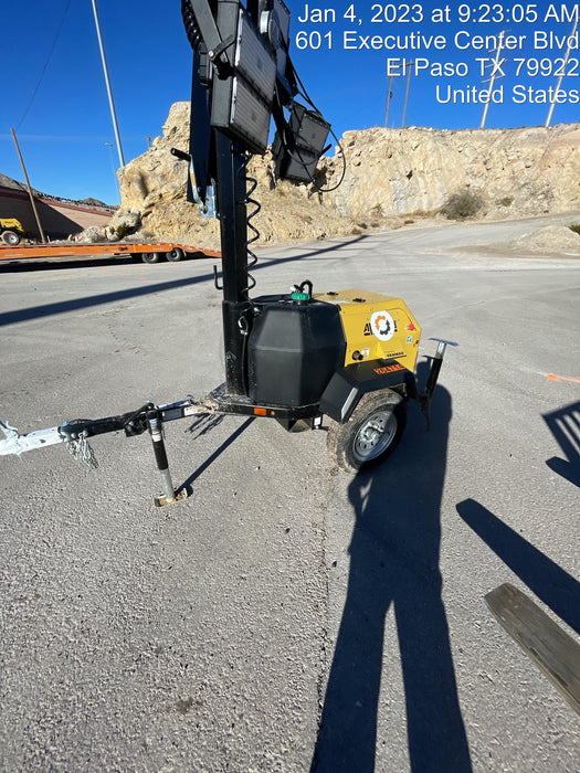 2022 Allmand NLV3GR (4) LED Light Fixture 350W, 23' Vertical Mast, 3kW Prime, Towable, ES Decals, T3