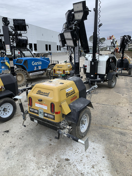 2021 Allmand NLV3GR (4) LED Light Fixture 350W, 23' Vertical Mast, 3kW Prime, Towable, Deep Sea L401, Leveling Jacks, Yanmar T4F 5.8hp