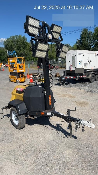 Allmand NLV3GR (4) LED Light Fixture 350W, 23' Vertical Mast, 3kW Prime, Towable, Deep Sea L401, Leveling Jacks, Yanmar T4F 5.8hp