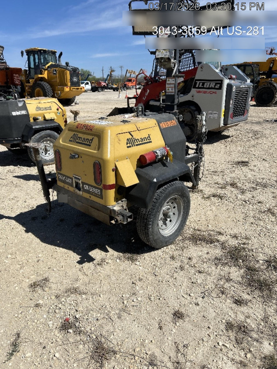 2022 Allmand NLV3GR (4) LED Light Fixture 350W, 23' Vertical Mast, 3kW Prime, Towable, Deep Sea L401, Leveling Jacks, Yanmar T4F 5.8hp