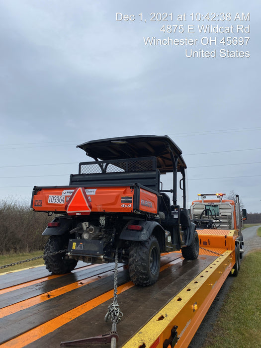 Kubota RTV-X1140W-H 4WD utility cart -LED strobe -Windshield tempered glass -Plastic canopy -Wire harness kit -Backup alarm