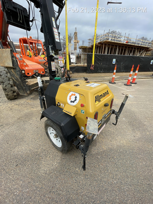 2021 Allmand NLV3GR (4) LED Light Fixture 350W, 23' Vertical Mast, 3kW Prime, Towable, Deep Sea L401, Leveling Jacks, Yanmar T4F 5.8hp