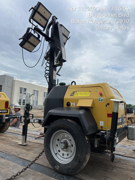 2022 Allmand NLV3GR (4) LED Light Fixture 350W, 23' Vertical Mast, 3kW Prime, Towable, Deep Sea L401, Leveling Jacks, Yanmar T4F 5.8hp