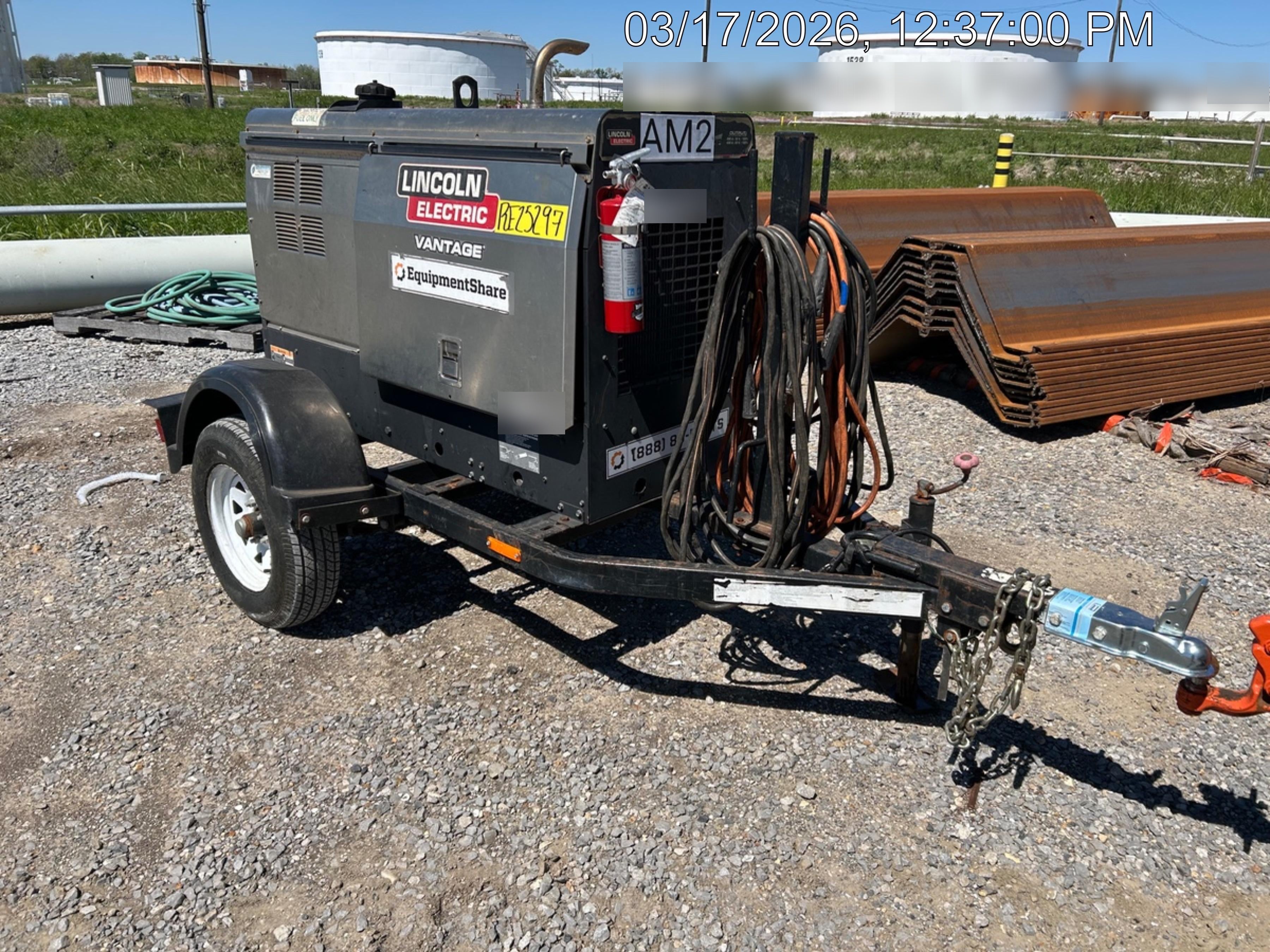 2019 Lincoln Electric Vantage 322 Welder Ready-Pak 3, Two wheel trailer, Fender and Light kit, Cable Rack