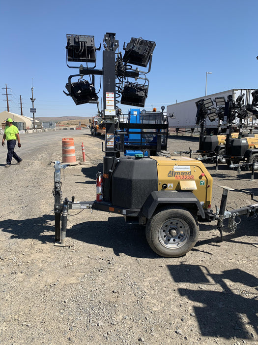 2020 Allmand NLV3GR (4) LED Light Fixture 350W, 23' Vertical Mast, 3kW Prime, Towable, Deep Sea L401, Leveling Jacks, Yanmar T4F 5.8hp