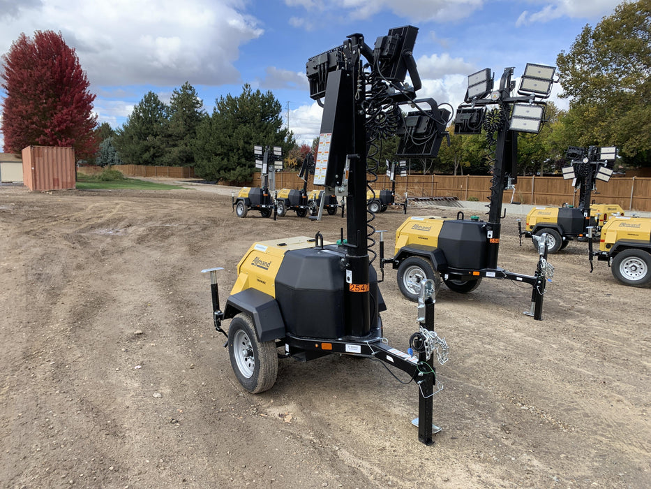 2022 Allmand NLV3GR (4) LED Light Fixture 350W, 23' Vertical Mast, 3kW Prime, Towable, ES Decals, T3