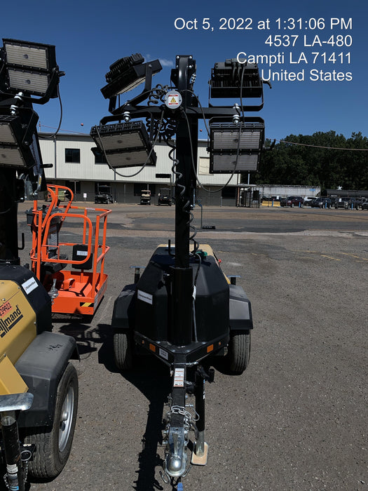 2022 Allmand NLV3GR (4) LED Light Fixture 350W, 23' Vertical Mast, 3kW Prime, Towable, Deep Sea L401, Leveling Jacks, Yanmar T4F 5.8hp