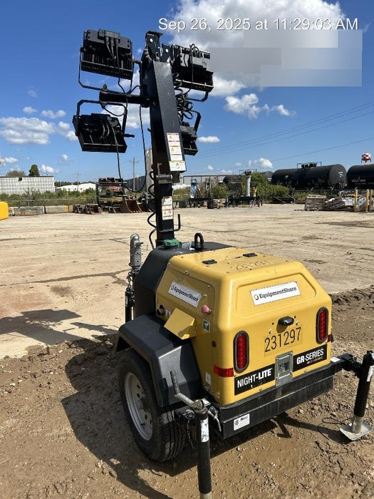 2022 Allmand NLV3GR (4) LED Light Fixture 350W, 23' Vertical Mast, 3kW Prime, Towable, Deep Sea L401, Leveling Jacks, Yanmar T4F 5.8hp