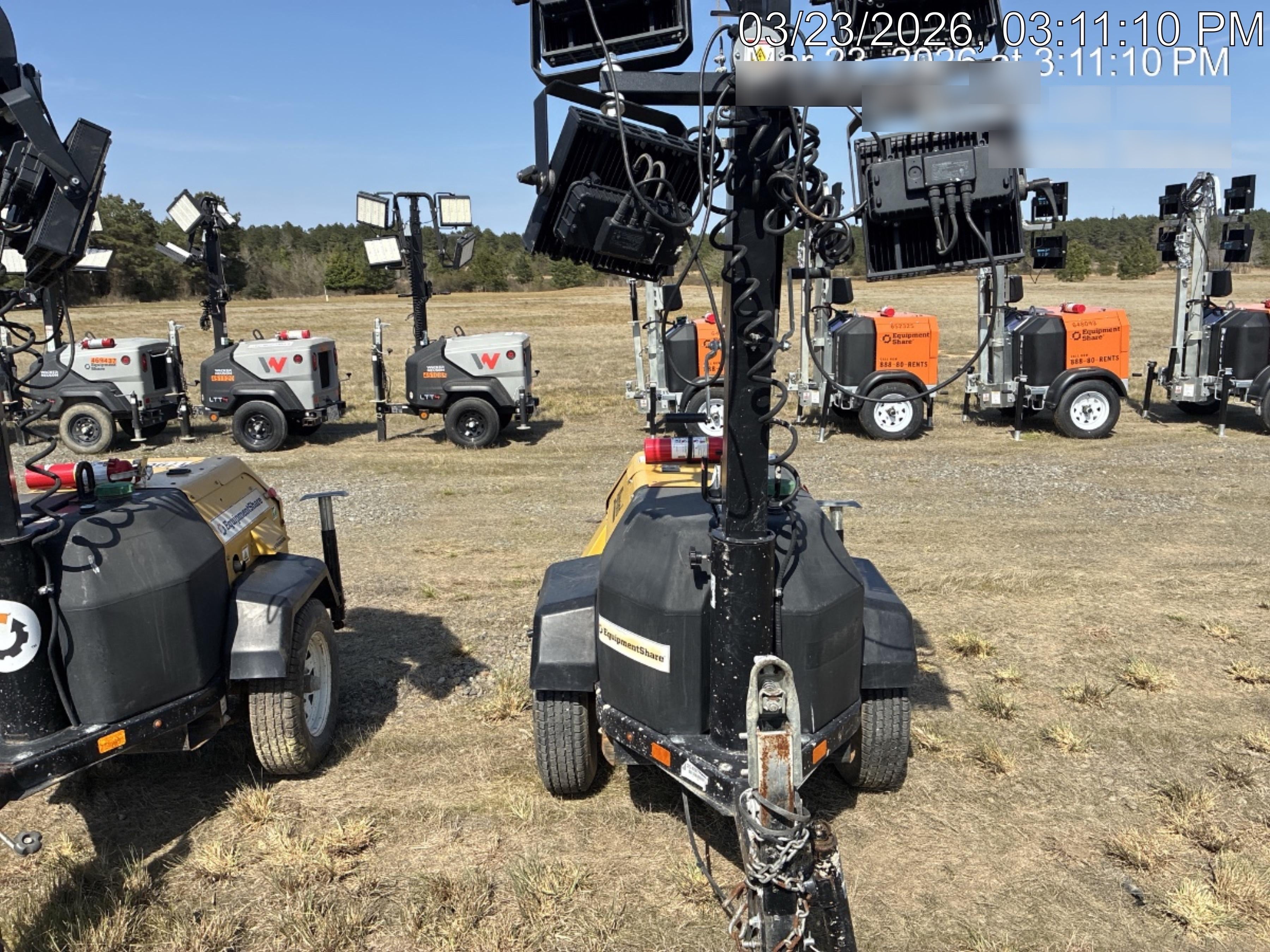 2022 Allmand NLV3GR (4) LED Light Fixture 350W, 23' Vertical Mast, 3kW Prime, Towable, Deep Sea L401, Leveling Jacks, Yanmar T4F 5.8hp