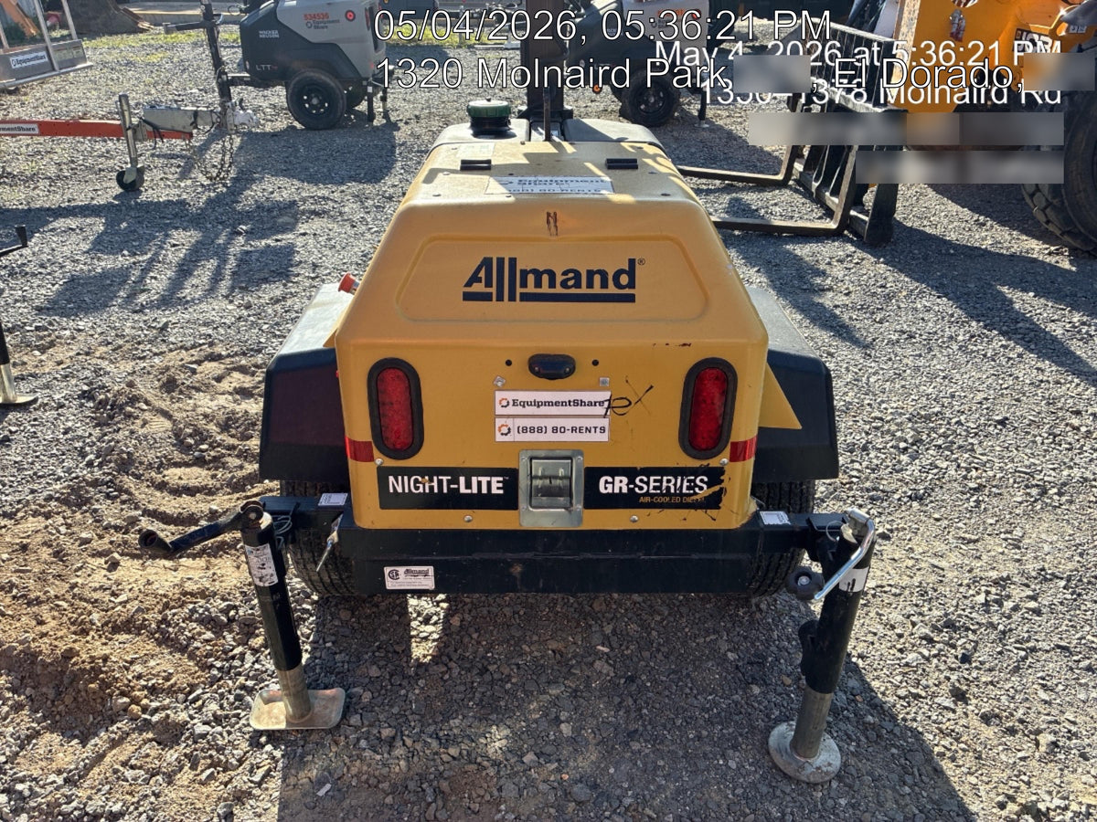 2022 Allmand NLV3GR (4) LED Light Fixture 350W, 23' Vertical Mast, 3kW Prime, Towable, Deep Sea L401, Leveling Jacks, Yanmar T4F 5.8hp
