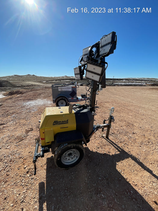 2022 Allmand NLV3GR (4) LED Light Fixture 350W, 23' Vertical Mast, 3kW Prime, Towable, ES Decals, T3