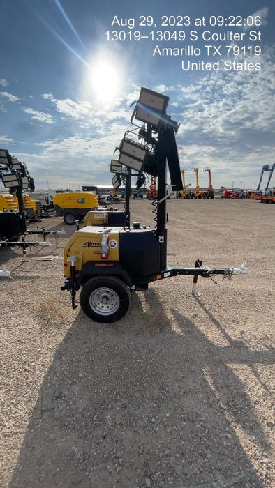 2022 Allmand NLV3GR (4) LED Light Fixture 350W, 23' Vertical Mast, 3kW Prime, Towable, ES Decals, T3