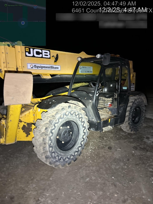 2019 JCB 510-56 Open ROPS, 74 HP, Solid Tires, Worklights, Beacon, Aux Hydraulics, Lifting Eye 66" Carriage/60" Forks