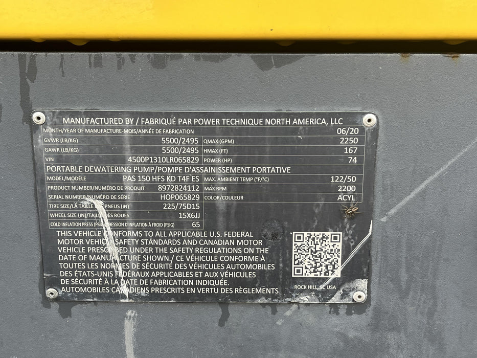 2020 ATLAS COPCO PAS 150 HF CS Enclosed