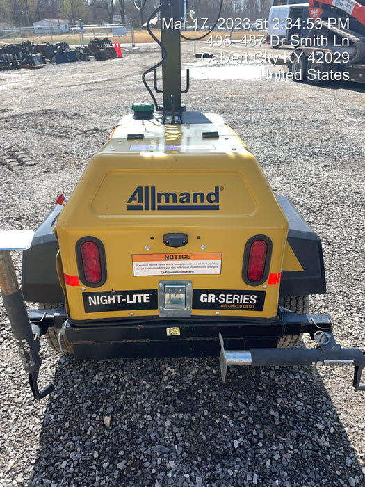 2021 Allmand NLV3GR (4) LED Light Fixture 350W, 23' Vertical Mast, 3kW Prime, Towable, Deep Sea L401, Leveling Jacks, Yanmar T4F 5.8hp