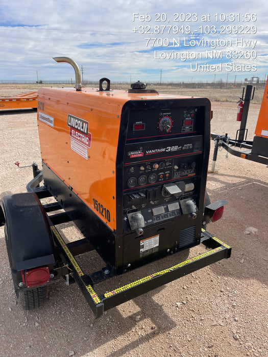 2021 Lincoln Electric Vantage 322 Vantage 322 Ready Pak 3 w/ Telematics & Decals, ORANGE (includes trailer, cable rack, fender light kit)