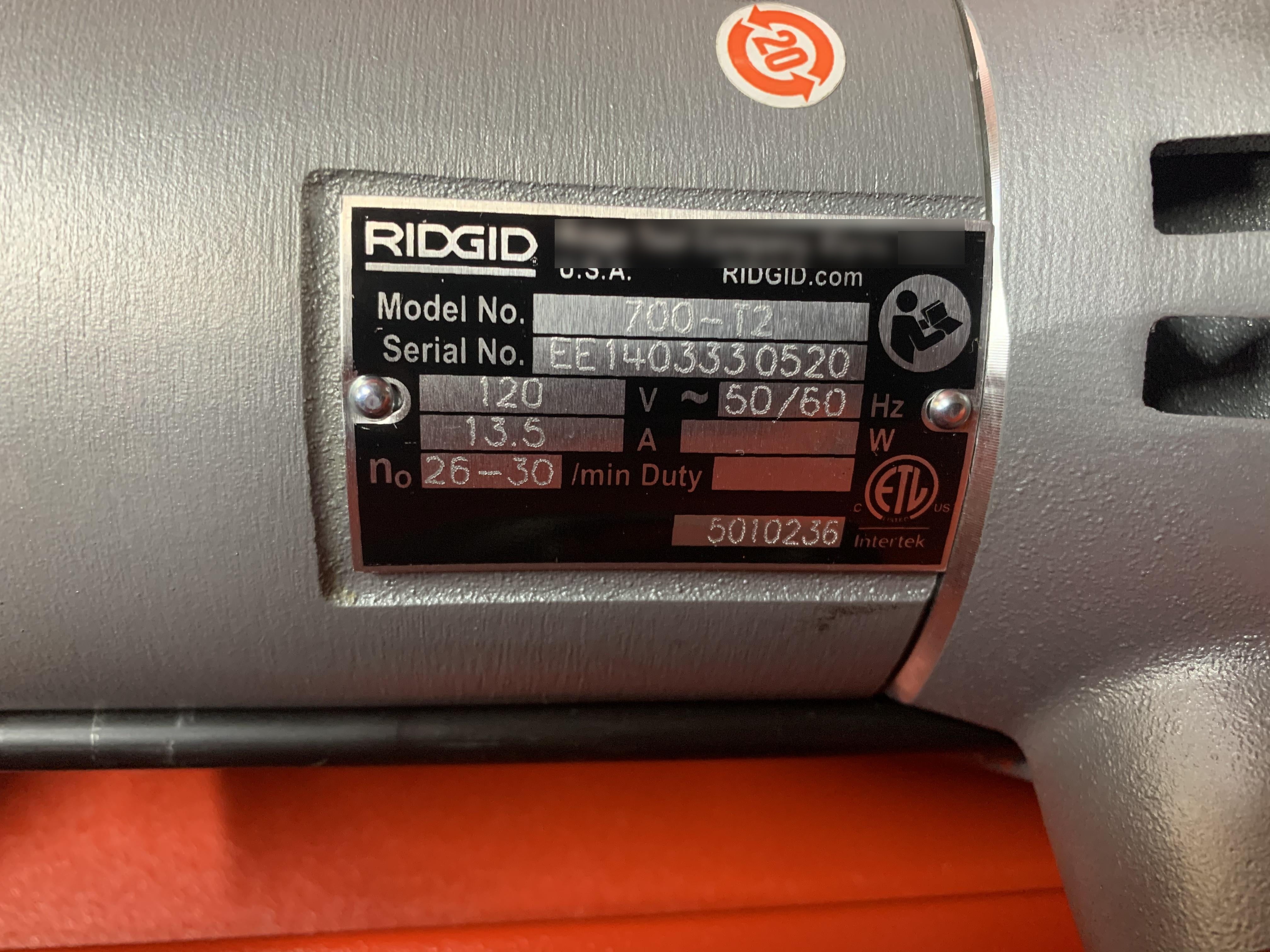 2020 RIDGID 700