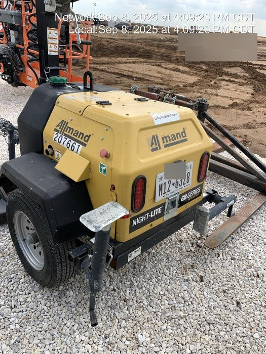 2022 Allmand NLV3GR (4) LED Light Fixture 350W, 23' Vertical Mast, 3kW Prime, Towable, Deep Sea L401, Leveling Jacks, Yanmar T4F 5.8hp