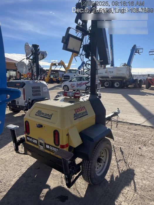 2022 Allmand NLV3GR (4) LED Light Fixture 350W, 23' Vertical Mast, 3kW Prime, Towable, Deep Sea L401, Leveling Jacks, Yanmar T4F 5.8hp