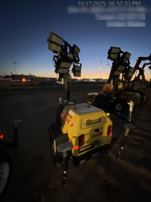 2021 Allmand NLV3GR (4) LED Light Fixture 350W, 23' Vertical Mast, 3kW Prime, Towable, Deep Sea L401, Leveling Jacks, Yanmar T4F 5.8hp