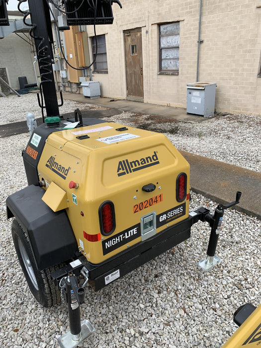 2022 Allmand NLV3GR (4) LED Light Fixture 350W, 23' Vertical Mast, 3kW Prime, Towable, Deep Sea L401, Leveling Jacks, Yanmar T4F 5.8hp