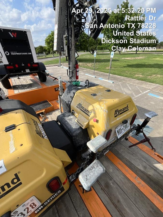 2022 Allmand NLV3GR (4) LED Light Fixture 350W, 23' Vertical Mast, 3kW Prime, Towable, ES Decals, T3