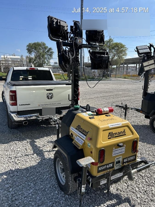 2022 Allmand NLV3GR (4) LED Light Fixture 350W, 23' Vertical Mast, 3kW Prime, Towable, ES Decals, T3