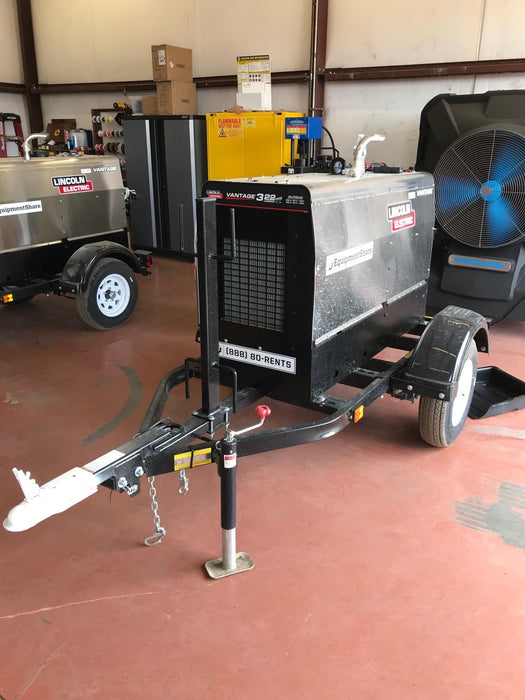 2020 Lincoln Electric Vantage 322 Welder Ready-Pak 3, Two wheel trailer, Fender and Light kit, Cable Rack